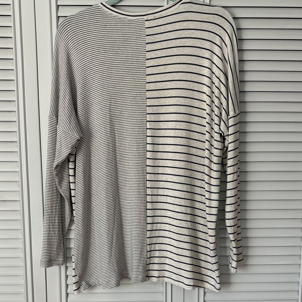 CAbi Oversized Black and White Striped Long Sleeve Top - Picture 2 of 5